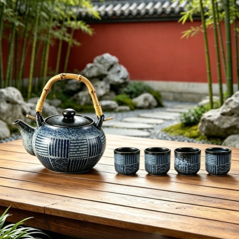 Tea Coffee Pot Set - Japan Retro Kiln Transformation Clay Tea