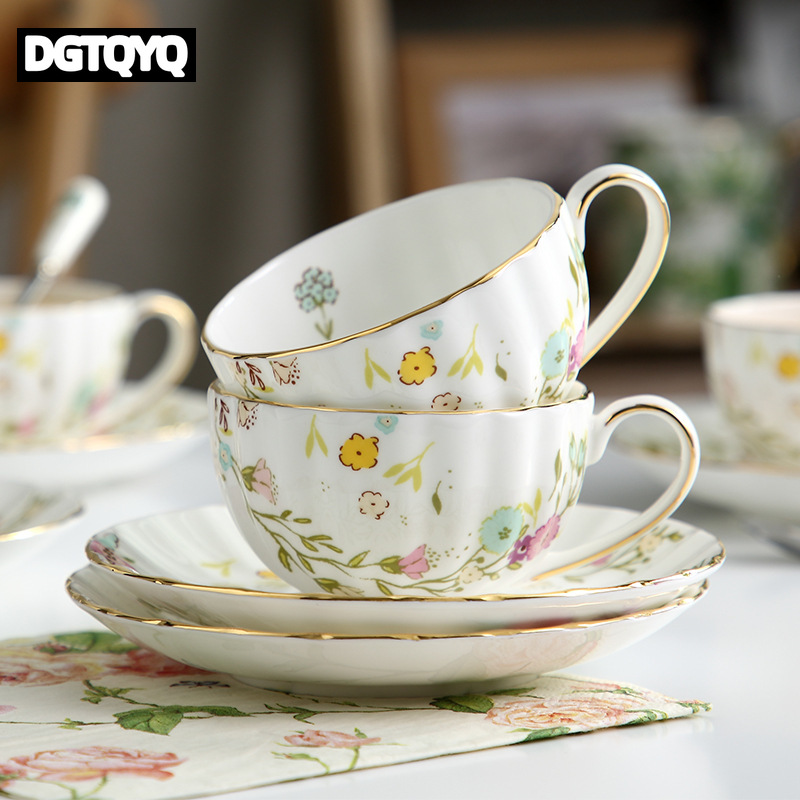 Tea Coffee Pot Set - 2Pcs Vintage Floral Ceramic Coffee Cup