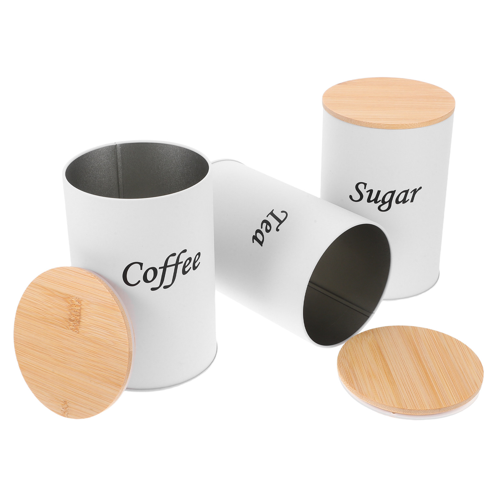 Canister Coffee Sugar Tea - 3Pcs Airtight Round Canisters Galvanized Iron