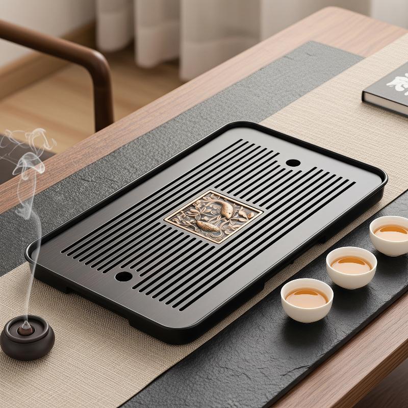 Bamboo Tea Tray - Double-Layer Wooden Tea Tray With Drainage