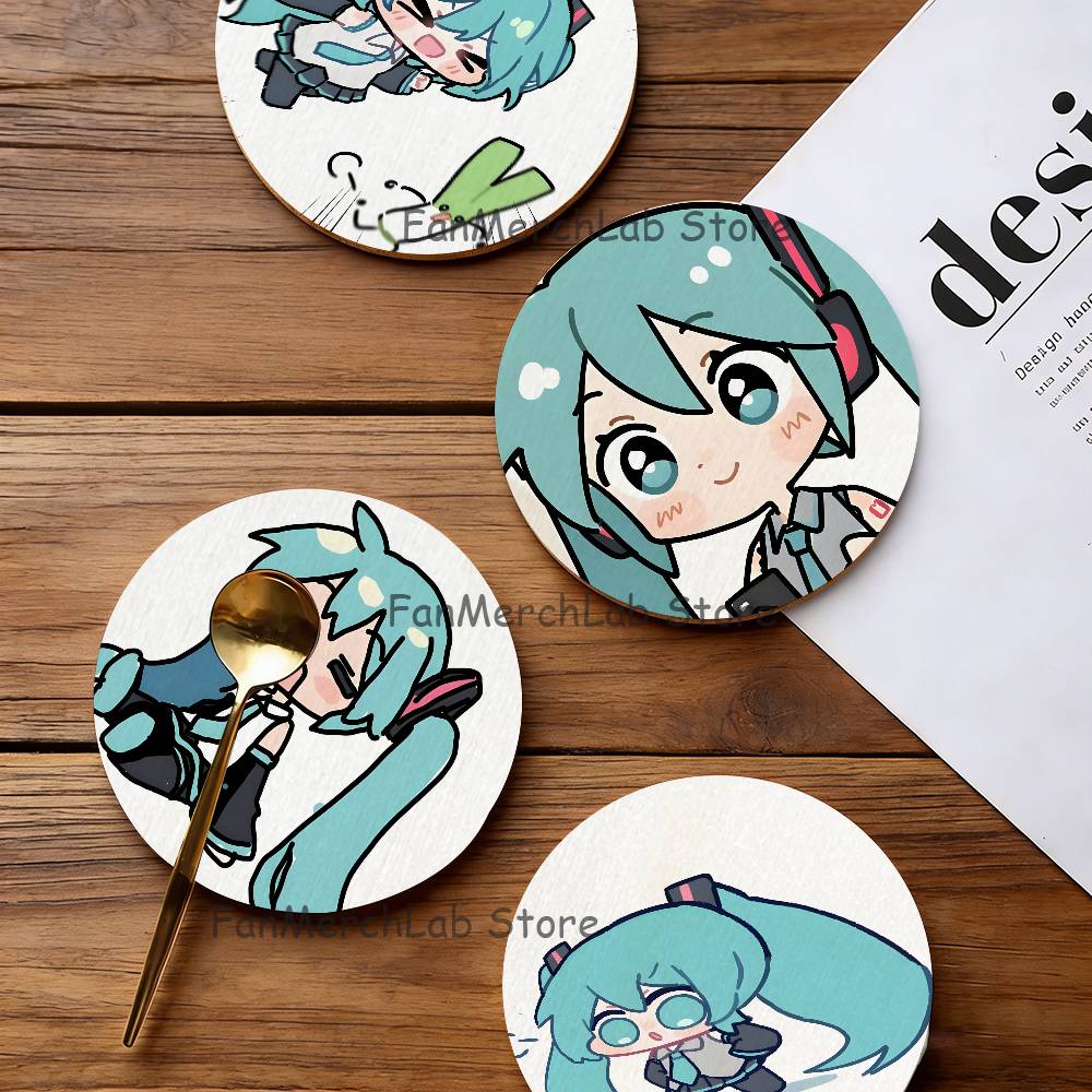 Coffee Tea Gift Set - Electronic Musicians M-Miku Wood Coaster Set