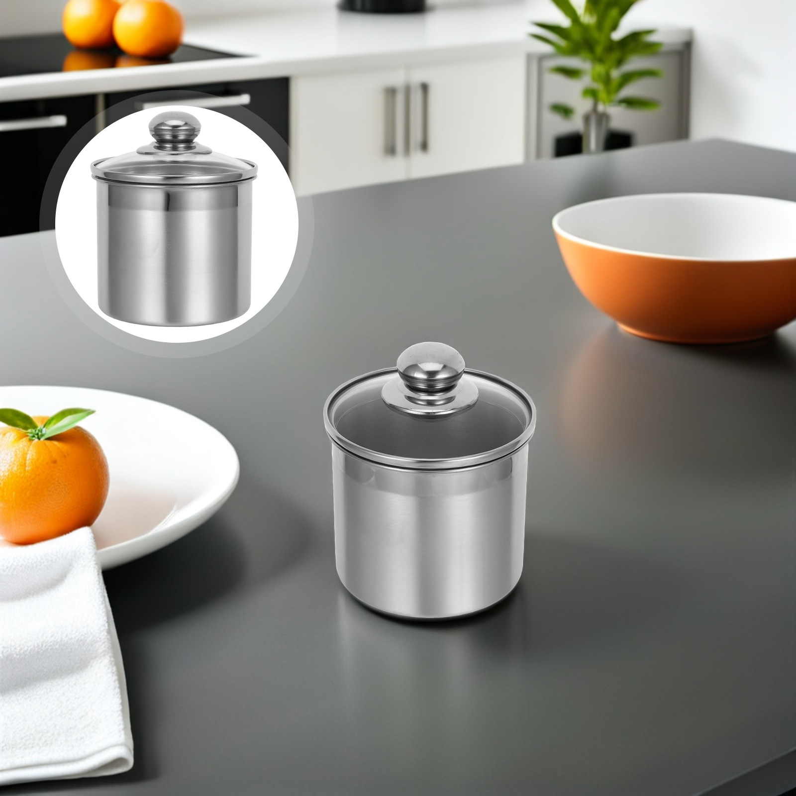 Canister Coffee Sugar Tea - Stainless Steel Kitchen Storage Canister with