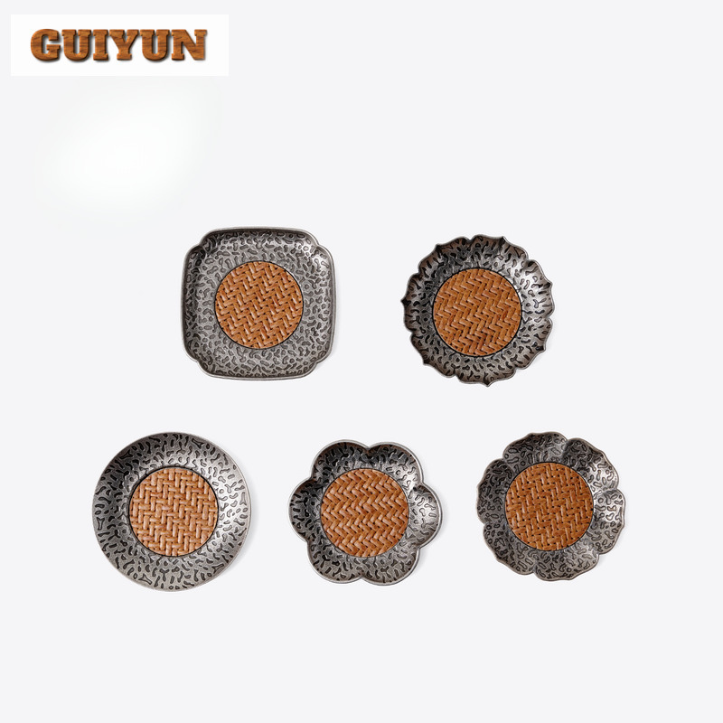 Coffee Tea Gift Set - 2pc/lot Alloy Rattan Mat Coasters Traditional