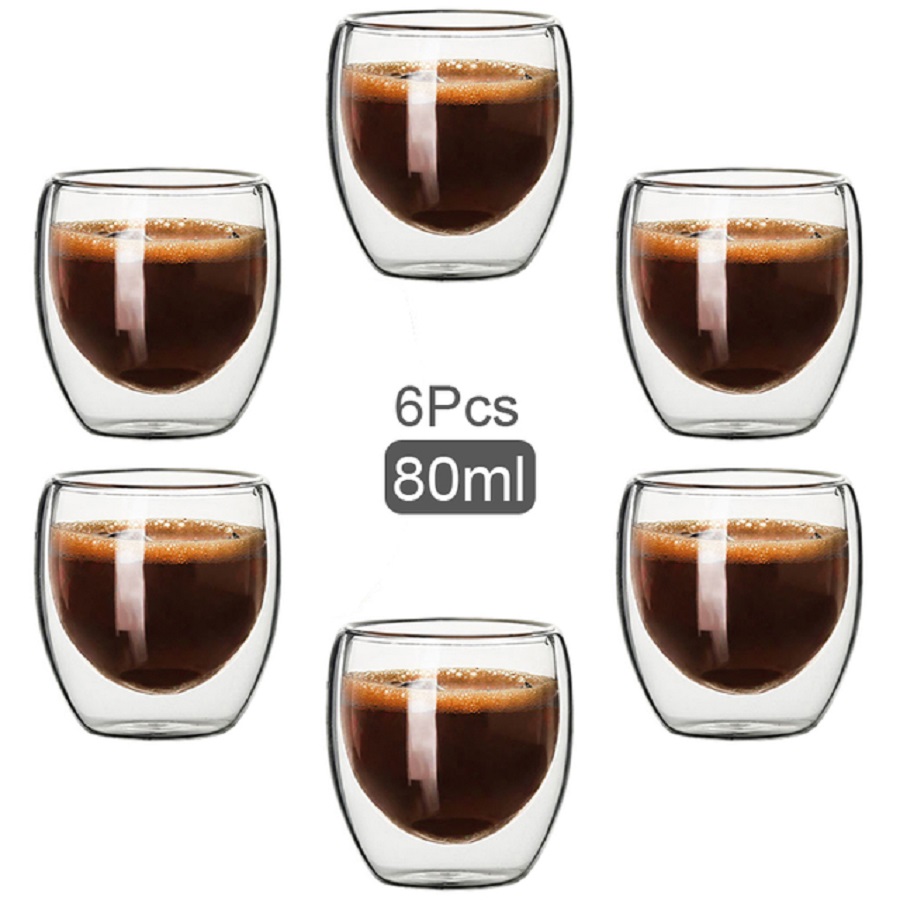 Tea Coffee Pot Set - Double Walled Glass Coffee Mugs Glass