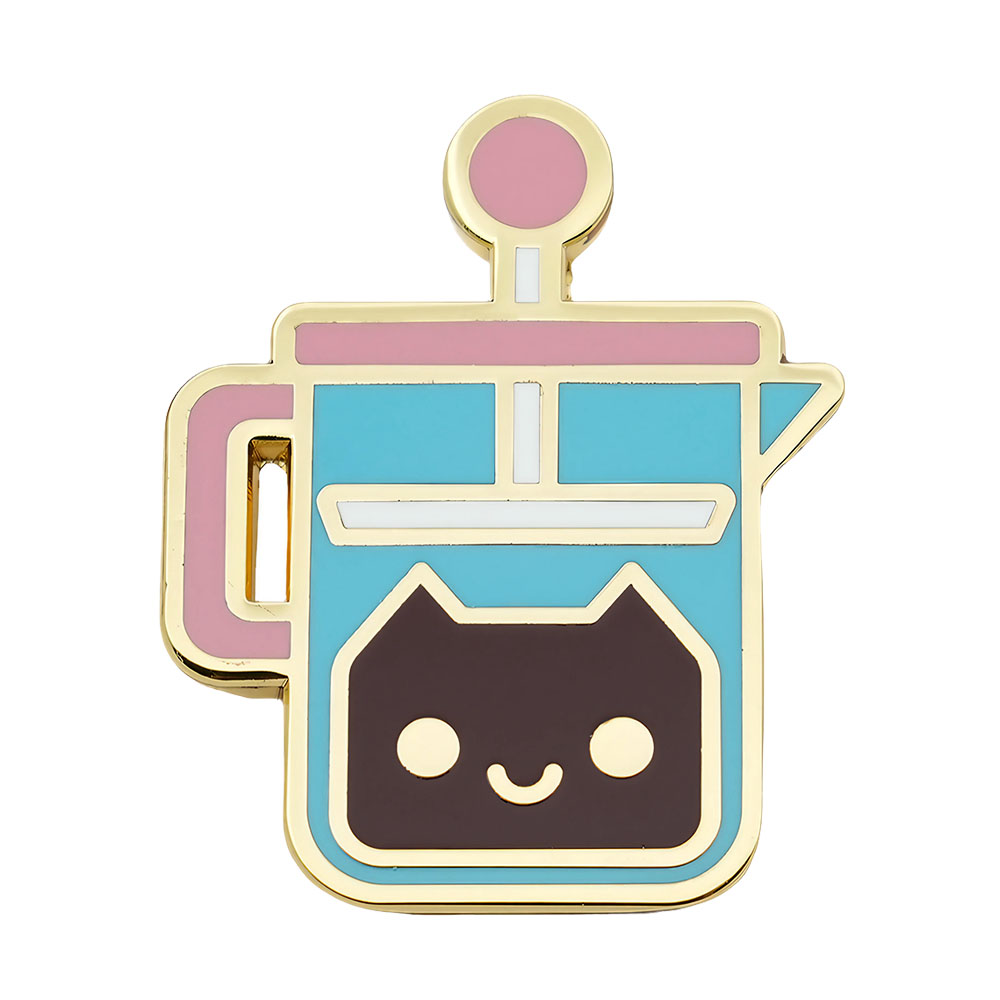 French Press Glass - French Press Coffee Cat Brooch Cartoon