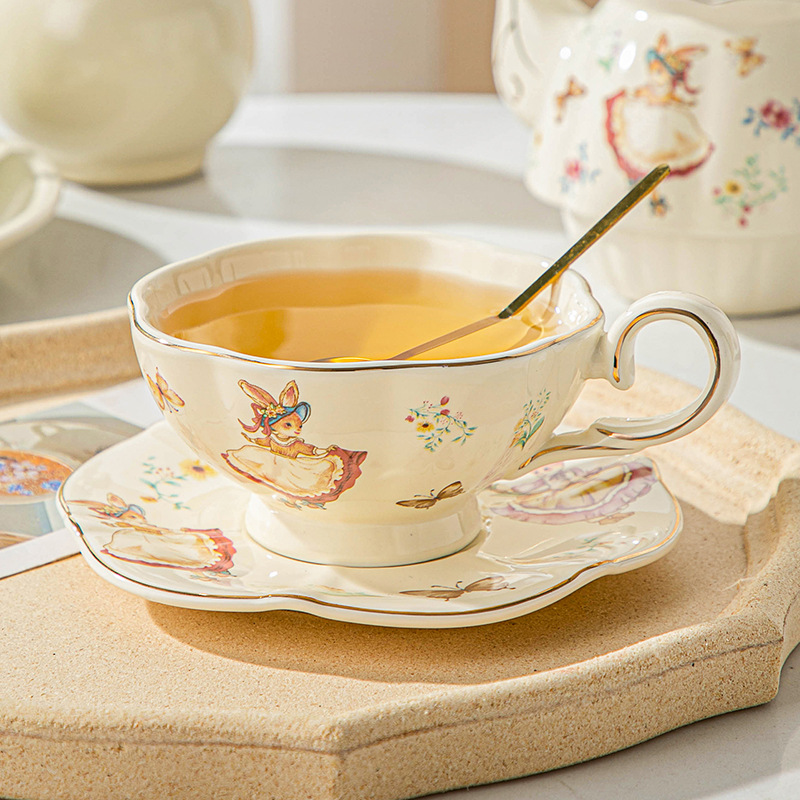 Coffee Tea Gift Set - English retro coffee cup and plate,Alice