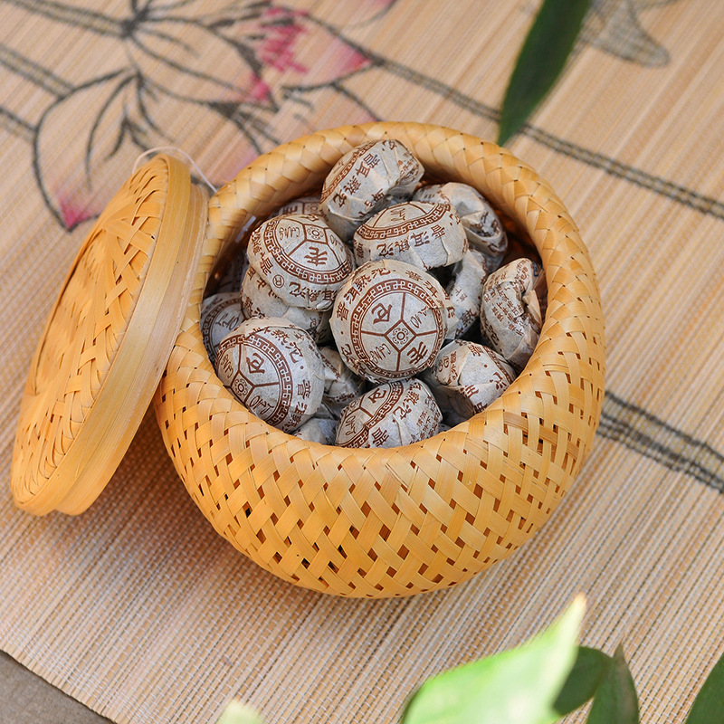Bamboo Tea Tray - Bamboo woven small basket double-layer hollow