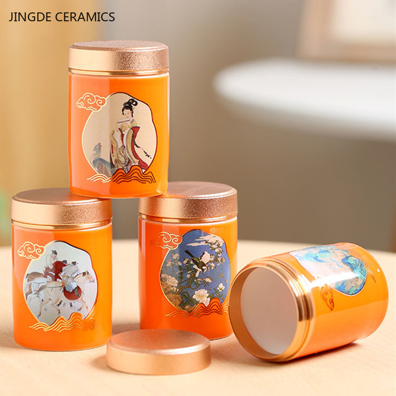 Coffee Tea Jar Set - 1pc Chinese Portable Travel Tea Caddy