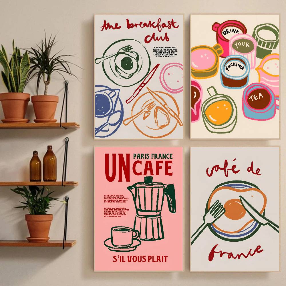 Coffee Tea Room - Coffee Shop Afternoon Tea Croissant Colorful