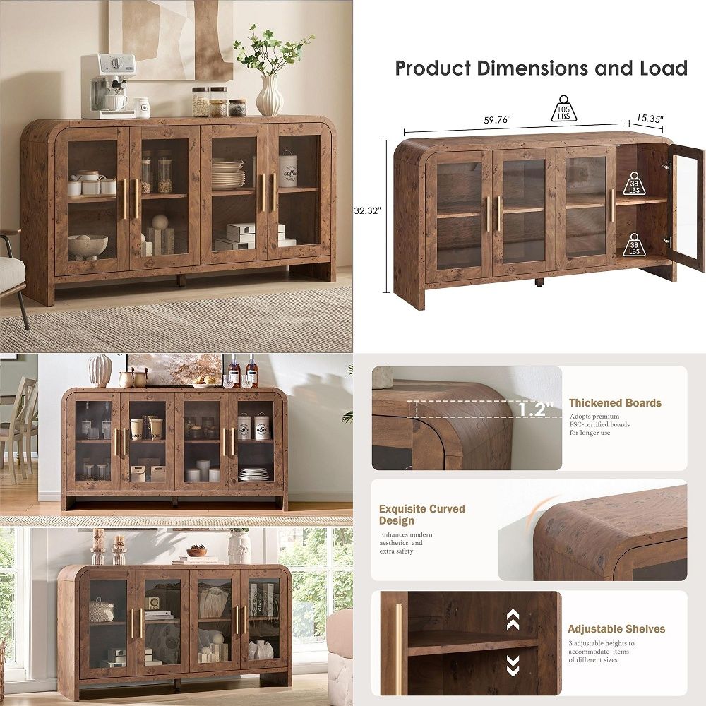 Coffee & Tea Garden Lincoln Menu - Sideboard Buffet Cabinet with Storage, Sideboard