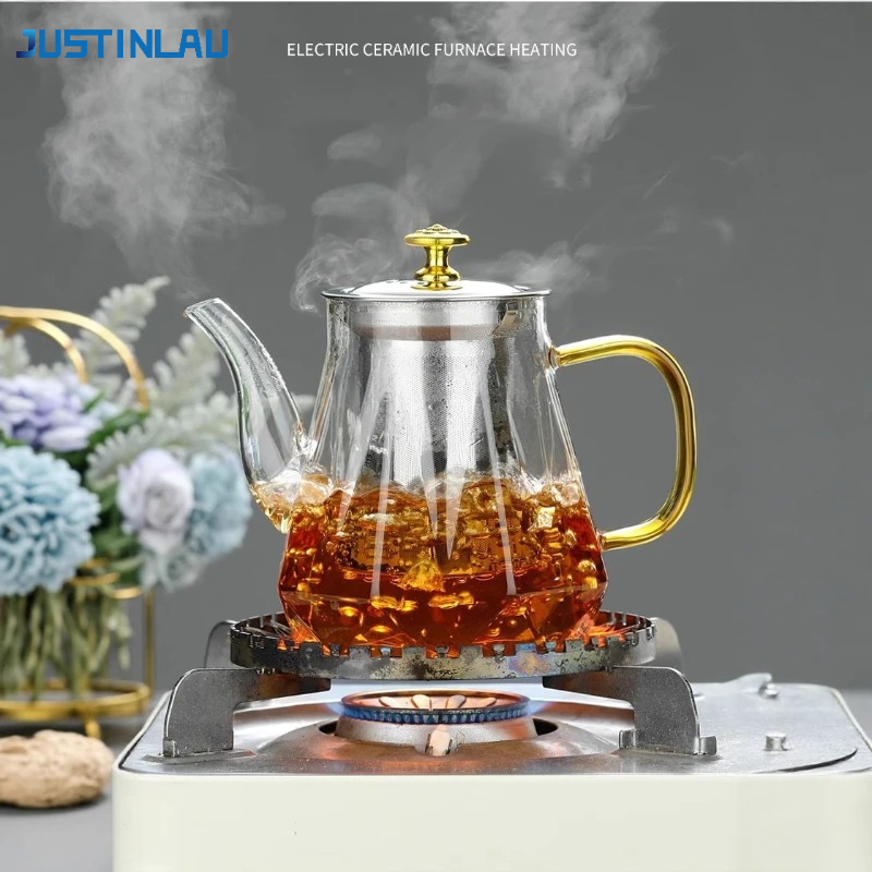 French Press Glass - JUSTINLAU Heat Resistant Glass Teapot Borosilicate