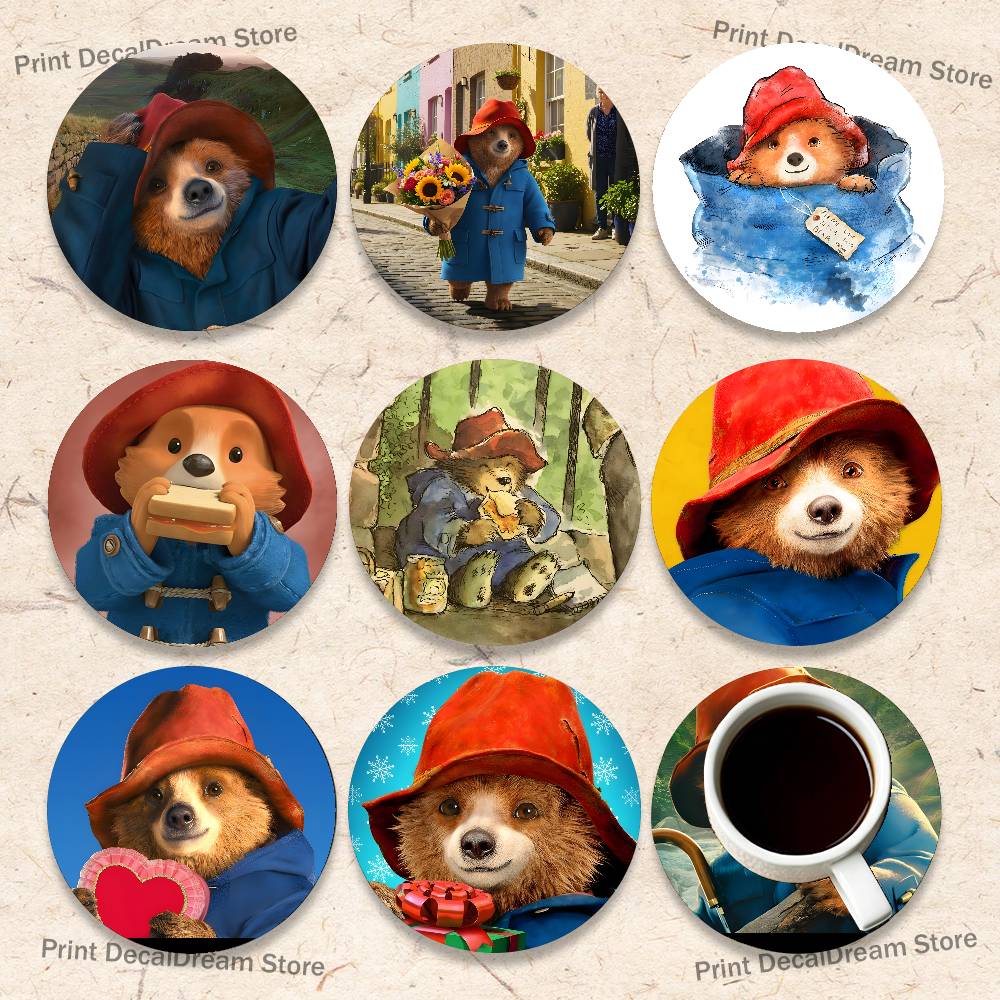Coffee Tea Gift Set - P-Paddington Bear Wood Coaster Set -