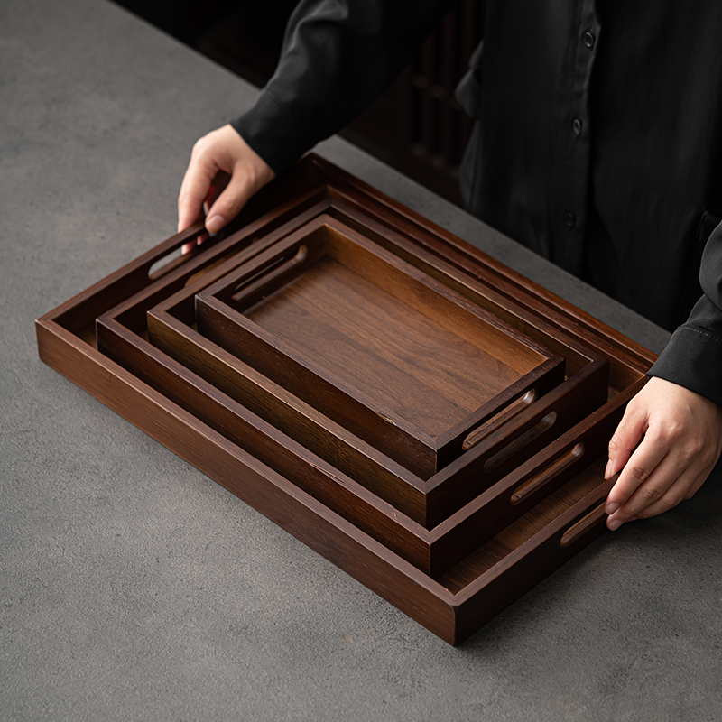 Bamboo Tea Tray - Large Size Rectangular Bamboo Wood Tea