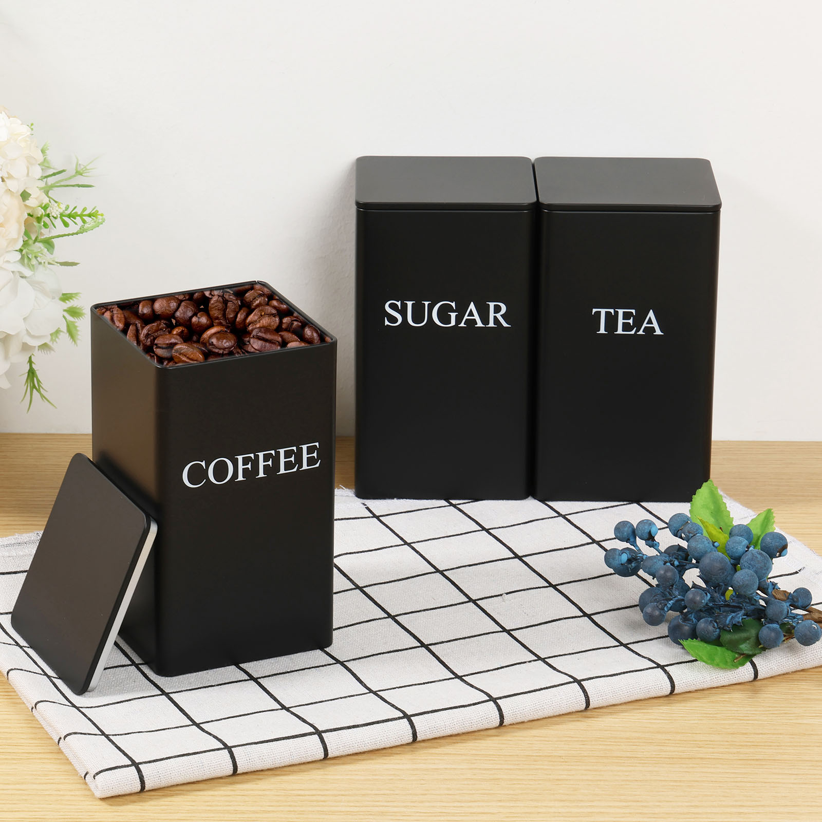 3Pcs Coffee Bean Storage Canis - Canister Coffee Sugar Tea recension och pris