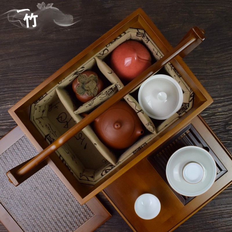 Portable Travel Bamboo Tea Set - Bamboo Tea Tray recension och pris