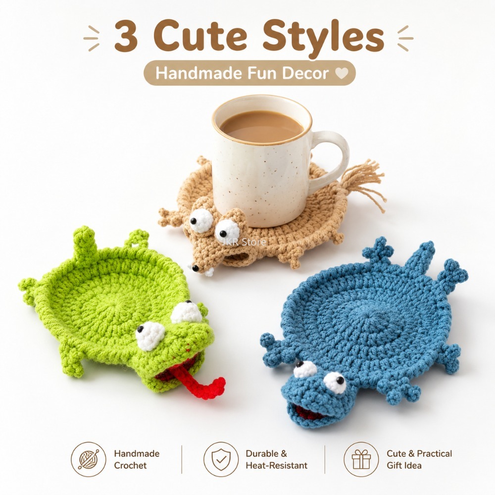 Animal Crochet Cup Coaster Han - Coffee Tea Gift Set recension och pris