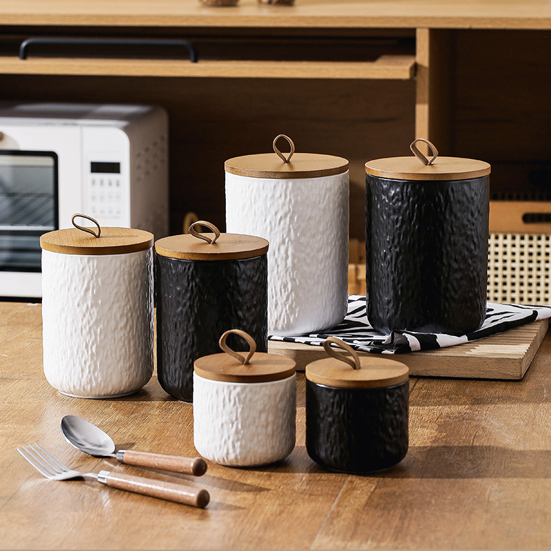 Rock Pattern Ceramic Tea Stora - Canister Coffee Sugar Tea recension och pris