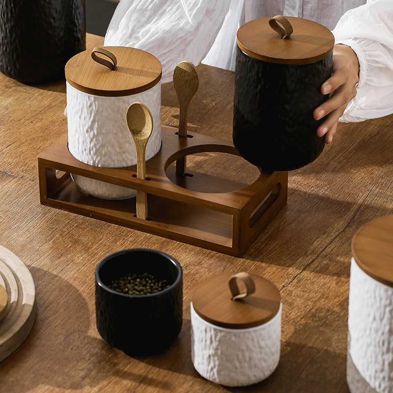 Rock Pattern Ceramic Tea Stora - Canister Coffee Sugar Tea recension och pris