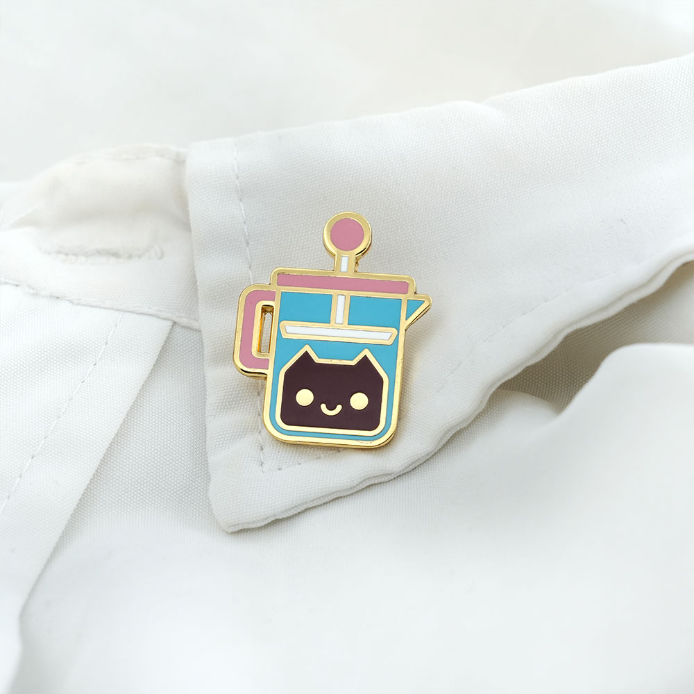 French Press Coffee Cat Brooch - French Press Glass recension och pris