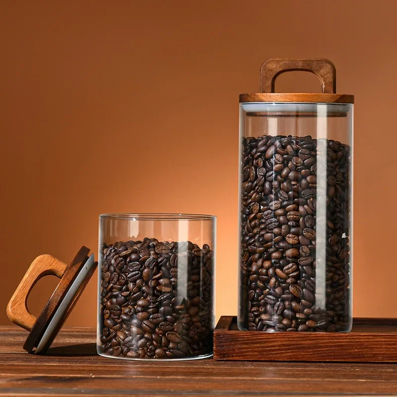 Clear Glass Jar with Bamboo Li - Canister Coffee Sugar Tea recension och pris