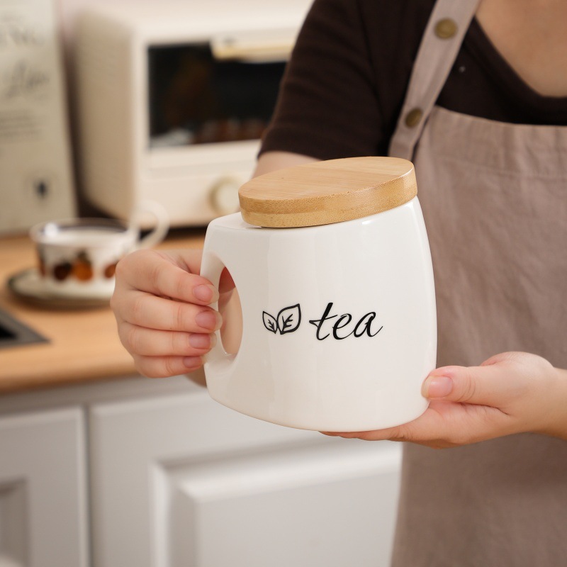 Ceramic Storage Jar with Bambo - Canister Coffee Sugar Tea recension och pris