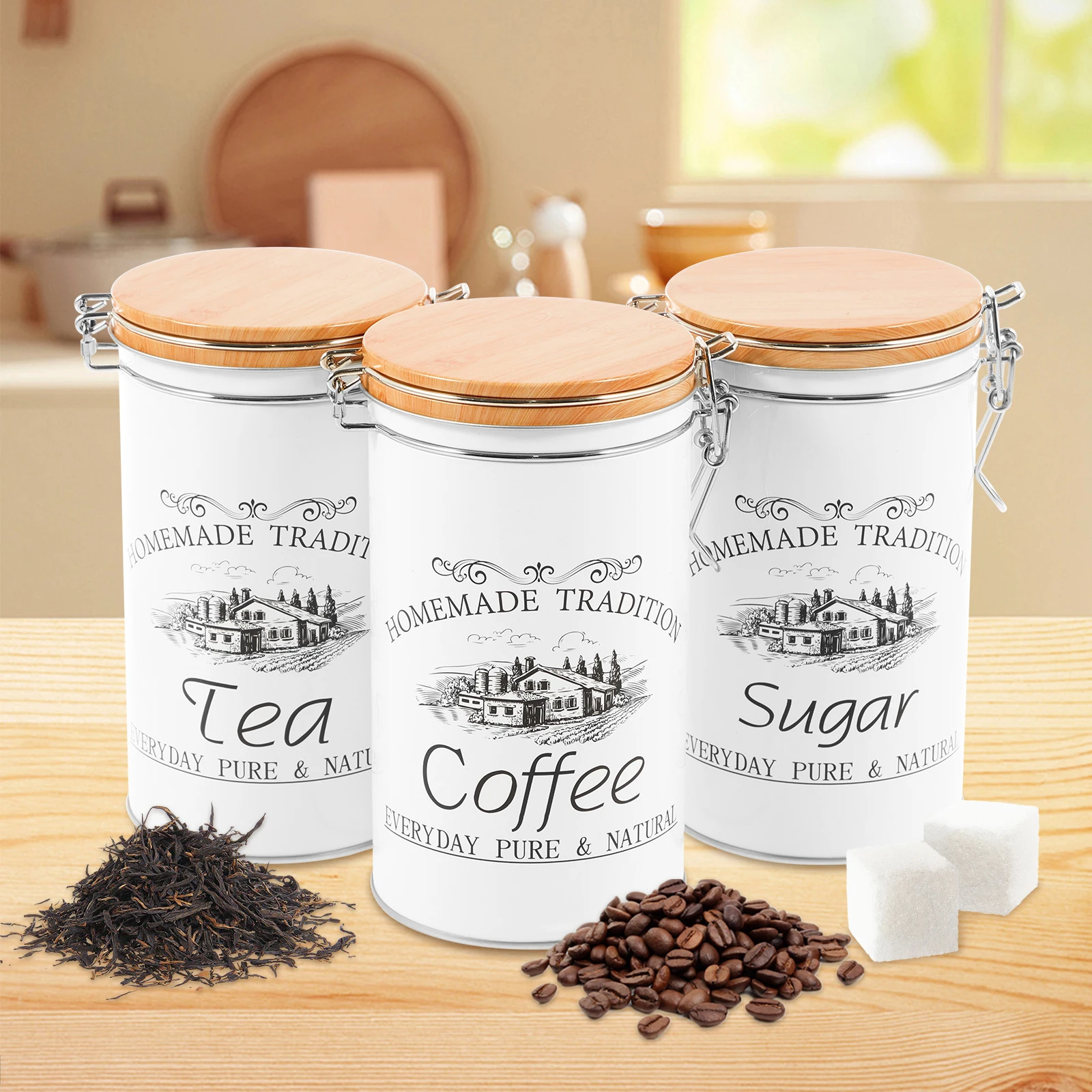 3Pcs/Set Tea Coffee Sugar Cani - Coffee Tea Jar Set recension och pris