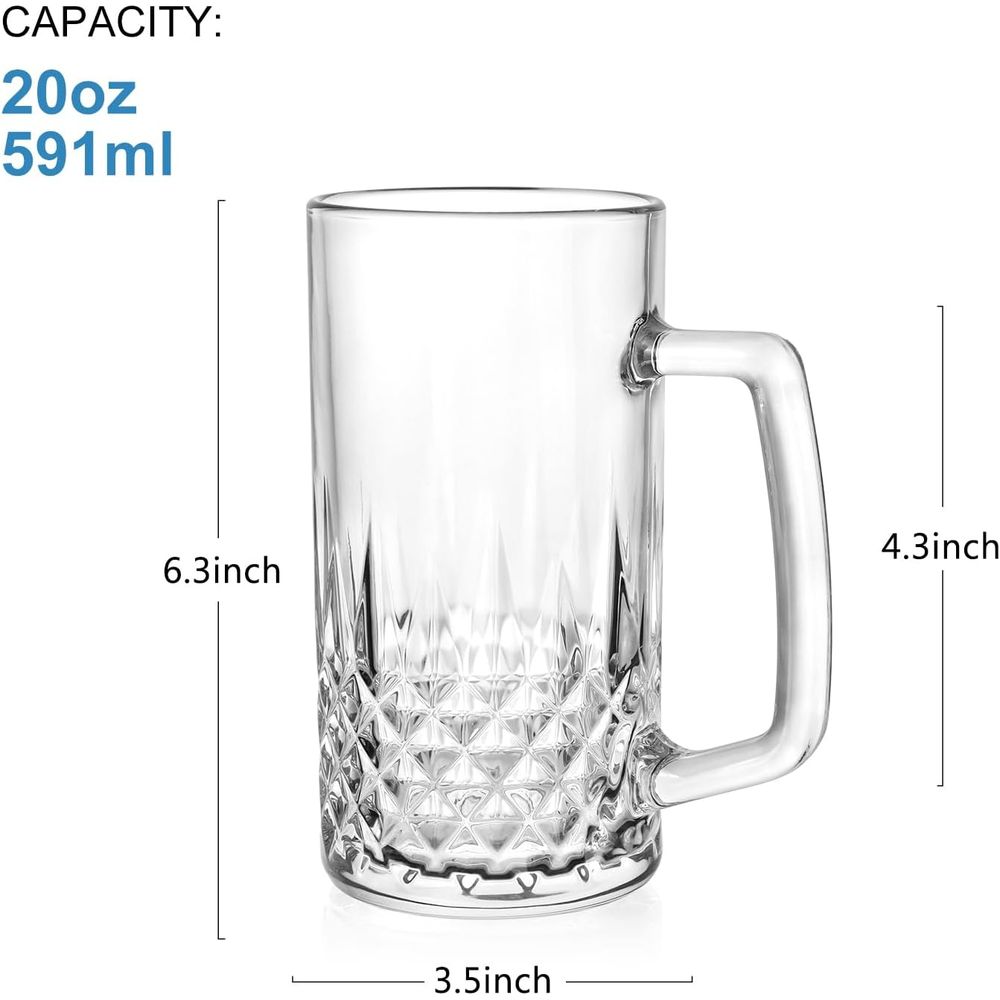 20 oz Heavy Glass Mugs Set of  - Coffee Tea Gift Set recension och pris